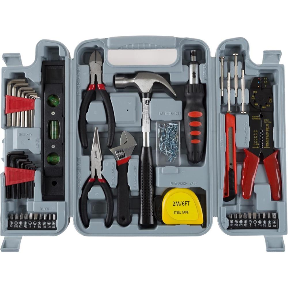 image:image130Piece Tool Set  Tool Kit with Hammer Wrenches Screwdriver Pliers and More  Hand Tools for Home Improvement Projects by Stalwart Gray130Piece Set