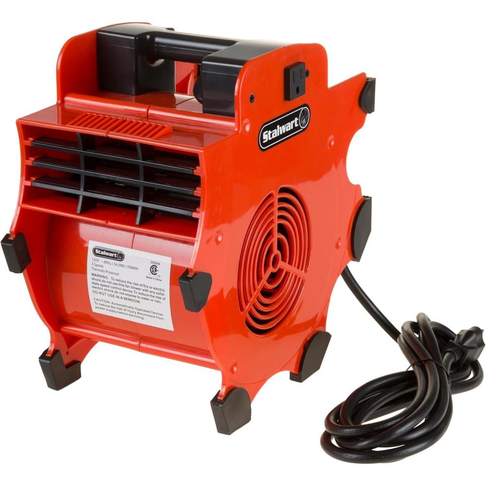 image:imageBlower Fan  3Speed HeavyDuty Floor and Carpet Dryer  1600 watts Portable Air Mover with 4 Different Angles for Basements Cars or Garages by Stalwart Red