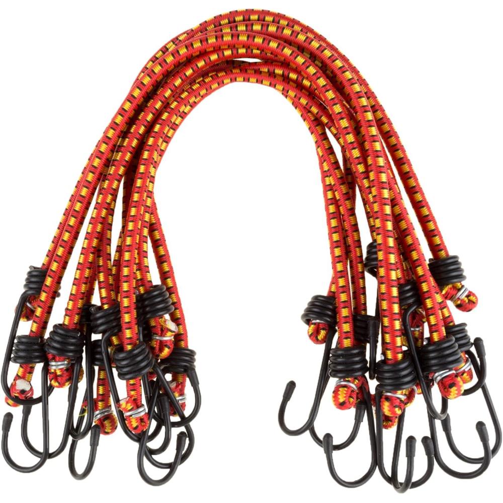 image:imageBungee Cords  10Pack Virgin Rubber 12Inch Cordage with HeavyDuty VinylCoated Hooks and Fabric Wrapping  Truck Accessories by Stalwart Red18