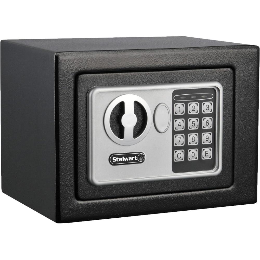 image:imageDigital Security Box  Compact Steel Combination Lock Box with Electronic Keypad  Portable Money Safe for Cash Savings or Jewelry by Stalwart GrayBlack