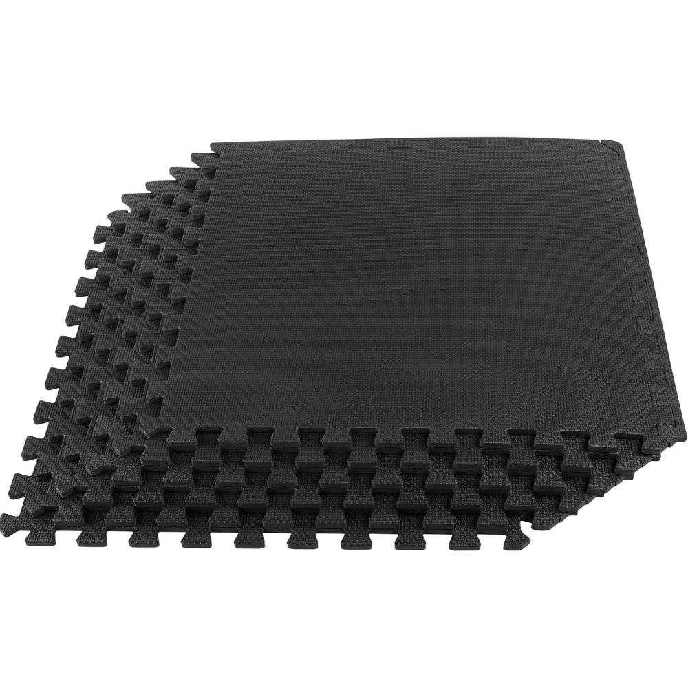 image:imageEVA Foam Mat Tiles 6Pack  24 SQ FT of Interlocking Padding for Garage Playroom or Gym Flooring  Workout Mat or Baby Playmat by Stalwart Black