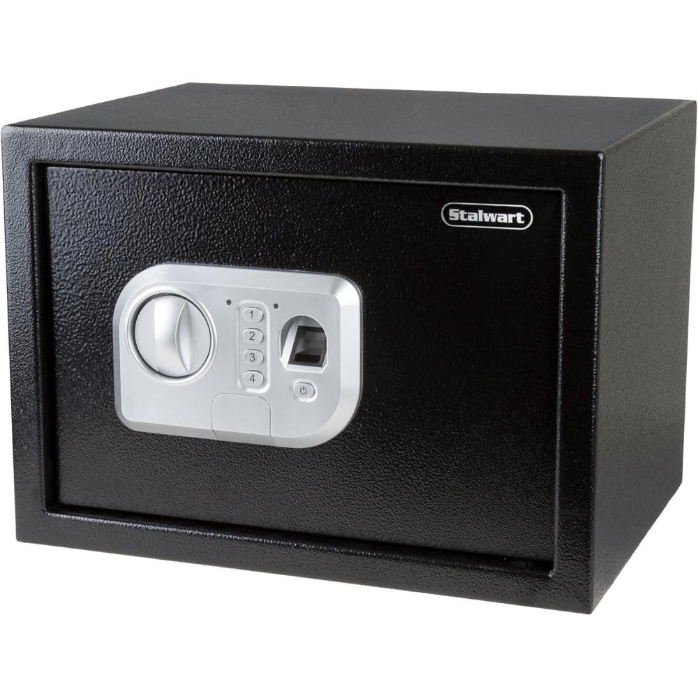 image:imageElectronic Safe  Digital Biometric Fingerprint Lock Box with 2 Override Keys  Business or Home Safe for Jewelry Cash and More by Stalwart BlackBlack