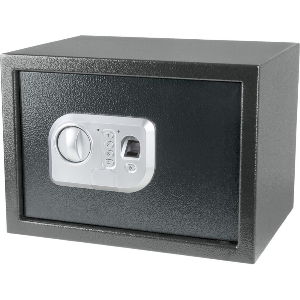 image:imageElectronic Safe  Digital Biometric Fingerprint Lock Box with 2 Override Keys  Business or Home Safe for Jewelry Cash and More by Stalwart BlackDark Gray