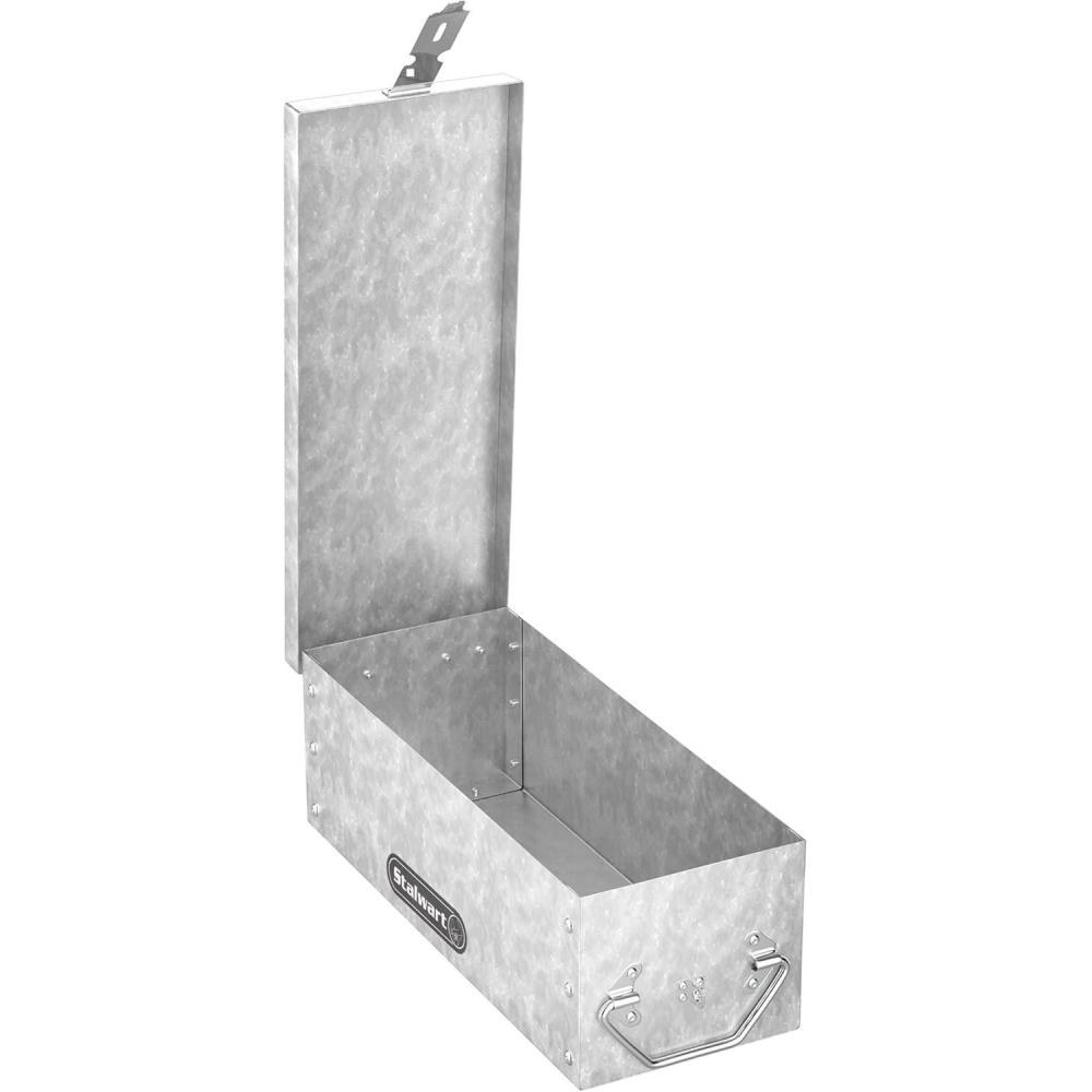 image:imageLock Box with Folding Handle  Durable Metal Storage Chest with Stackable Design to Secure Valuables Cash Jewelry and Weapons by Stalwart Silver1 Count Pack of 1