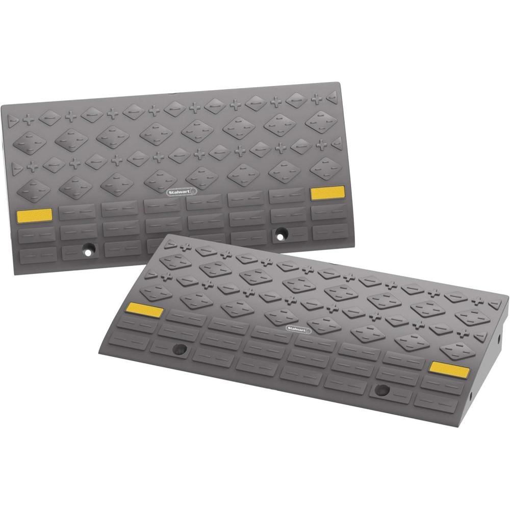 image:imageSet of 2 Curb Ramps with 4 Ton Capacity  for Cars Trucks RVs ATVs Motorcycles Hand Trucks Mowers and Carts by Stalwart Gray