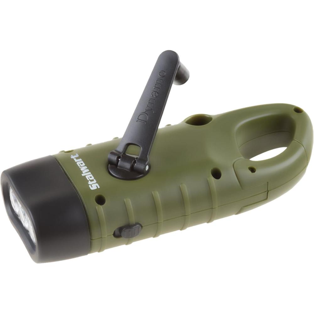 image:imageSolar Powered Hand Crank Flashlight Rechargeable LED Cranking Light With Clip By Stalwart For Emergency Hiking Camping and Survival Gear
