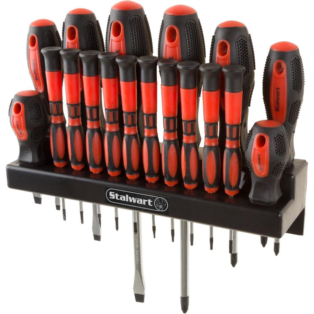 image:imageStalwart  75HT4088 18 Piece Screwdriver Set with Wall Mount and Magnetic Tips Precision Kit Including Flatheads Phillips and Torx Screwdrivers By18Piece Set