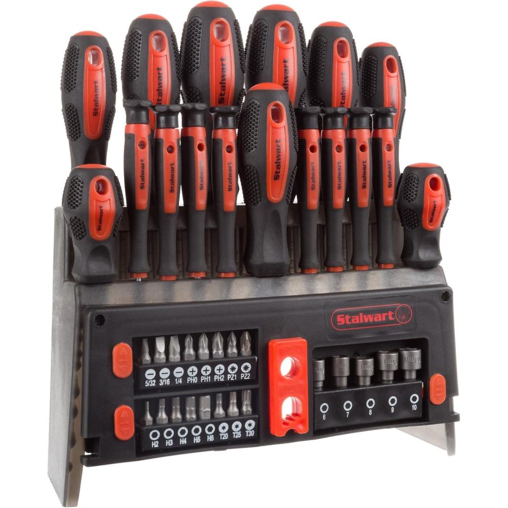 image:imageStalwart  75HT4088 18 Piece Screwdriver Set with Wall Mount and Magnetic Tips Precision Kit Including Flatheads Phillips and Torx Screwdrivers By39Piece Set