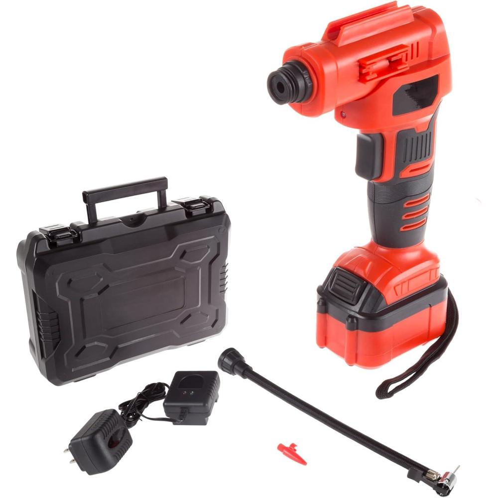 image:imageStalwart  75PT1028 Automatic Air Compressor with 20V Lithium BatteryCordless Tire Inflator for Car Bike Sports Equipment and MoreCarrying Case Included byAutomatic  20V
