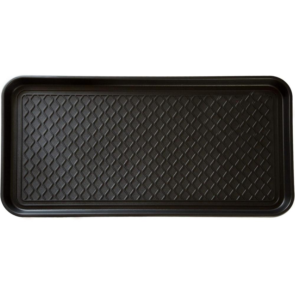 image:imageStalwart 75ST6012 All Weather Boot TrayWater Resistant Plastic Utility Shoe Mat for Indoor and Outdoor Use in All Seasons Black Large1Pack