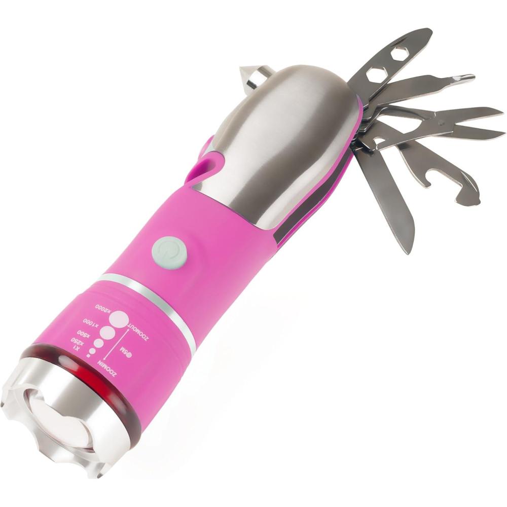 image:imageStalwart 75WL2006 l LED Flashlight All In One Tool Light For Emergency Camping and Cars By Stalwart Pink With Glass Breaker and Seatbelt Cutter