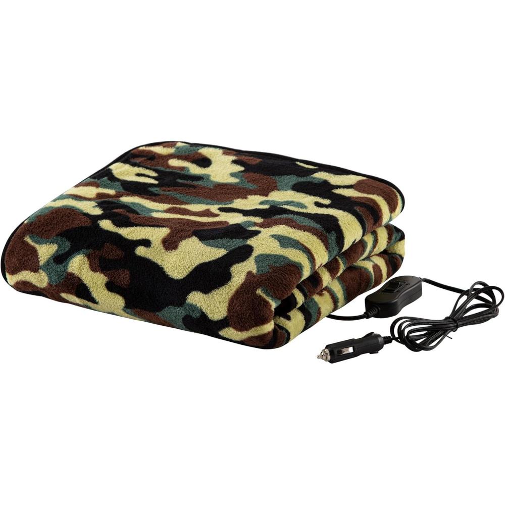 image:imageStalwart Heated Car Blanket  12Volt Electric Blanket for Car Truck SUV or RV  Portable Heated Throw Camping Essentials TanGreen Camo