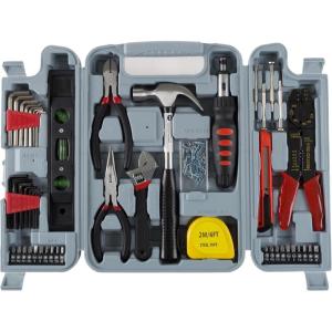 130-Piece Tool Set – Tool Kit with Hammer, Wrenches, Screwdriver, Pliers, and More – Hand Tools for Home Improvement Projects by Stalwart (Gray)(130-Piece Set)
