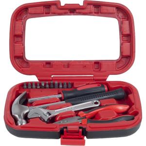 15-Piece Household Hand Tool Set with Carry Case – Tool Kit with Screwdrivers, Pliers, and Wrenches – Great for Home or Car by Stalwart (Pink)(Red)