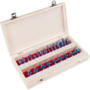 24-Piece Router Bit Set – Wood Routers Kit with 0.25-Inch Shank and Wooden Storage Case – Woodworking Tools for Home Improvements and DIY by Stalwart(24-Piece Set)