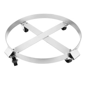 55-Gallon Drum Dolly – Heavy-Duty Steel Dolly with Cross Braces and 4 Caster Wheels – 1,000-Pound Capacity by Pentagon Tools(Silver)