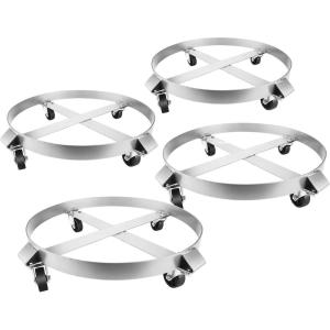 55-Gallon Drum Dolly Set of 4 – Heavy-Duty Steel Dolly Pack with Cross Braces and 4 Caster Wheels – 1,000-Pound Capacity Each by Pentagon Tools
