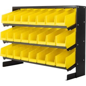 8 Bin Storage Rack Organizer- Wall Mountable Garage Shelving with Removeable Bins for Tools, Hardware, Crafts, Office Supplies and More by Stalwart(24 Bins)