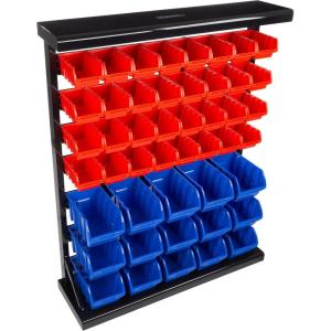 8 Bin Storage Rack Organizer- Wall Mountable Garage Shelving with Removeable Bins for Tools, Hardware, Crafts, Office Supplies and More by Stalwart(47 Bins)