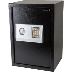 Digital Safe – Electronic Steel Safe with Keypad and Manual Override Keys – Protect Money, Jewelry, Passports – For Home, Business by Stalwart (Black)
