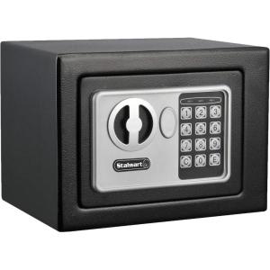 Digital Security Box – Compact Steel Combination Lock Box with Electronic Keypad – Portable Money Safe for Cash Savings or Jewelry by Stalwart (Gray)(Black)