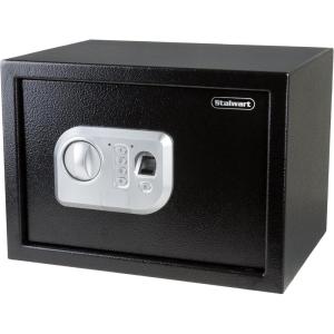 Electronic Safe – Digital Biometric Fingerprint Lock Box with 2 Override Keys – Business or Home Safe for Jewelry, Cash, and More by Stalwart (Black)(Black)