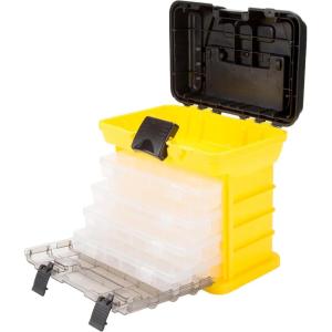 Portable Tool Box – Small Parts Organizer with Drawers and Customizable Compartments for Hardware, Fishing Tackle, Beads, or Crafts by Stalwart (Pink)(Yellow)
