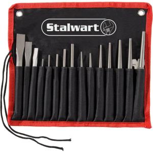 Punch And Chisel Set, 16 Pieces- Includes Taper Punches, Cold Chisels, Pin Punches, Center Punches, Chisel Gauge, and Storage Case- By Stalwart