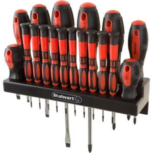 Stalwart – 75-HT4088 18 Piece Screwdriver Set with Wall Mount and Magnetic Tips- Precision Kit Including Flatheads, Phillips, and Torx Screwdrivers By(18-Piece Set)