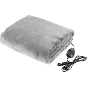 Stalwart Heated Car Blanket – 12-Volt Electric Blanket for Car, Truck, SUV, or RV – Portable Heated Throw, Camping Essentials (Tan)(Gray)