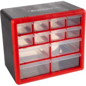 Storage Drawers-44 Compartment Organizer Desktop or Wall Mountable Container for Hardware, Parts, Craft Supplies, Beads, Jewelry, and More by Stalwart(12 Drawers)