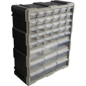 Storage Drawers-44 Compartment Organizer Desktop or Wall Mountable Container for Hardware, Parts, Craft Supplies, Beads, Jewelry, and More by Stalwart(39 Drawers)