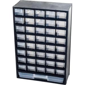 Storage Drawers-44 Compartment Organizer Desktop or Wall Mountable Container for Hardware, Parts, Craft Supplies, Beads, Jewelry, and More by Stalwart(41 Drawers)