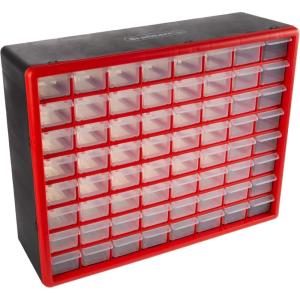 Storage Drawers-44 Compartment Organizer Desktop or Wall Mountable Container for Hardware, Parts, Craft Supplies, Beads, Jewelry, and More by Stalwart(64 Drawers)