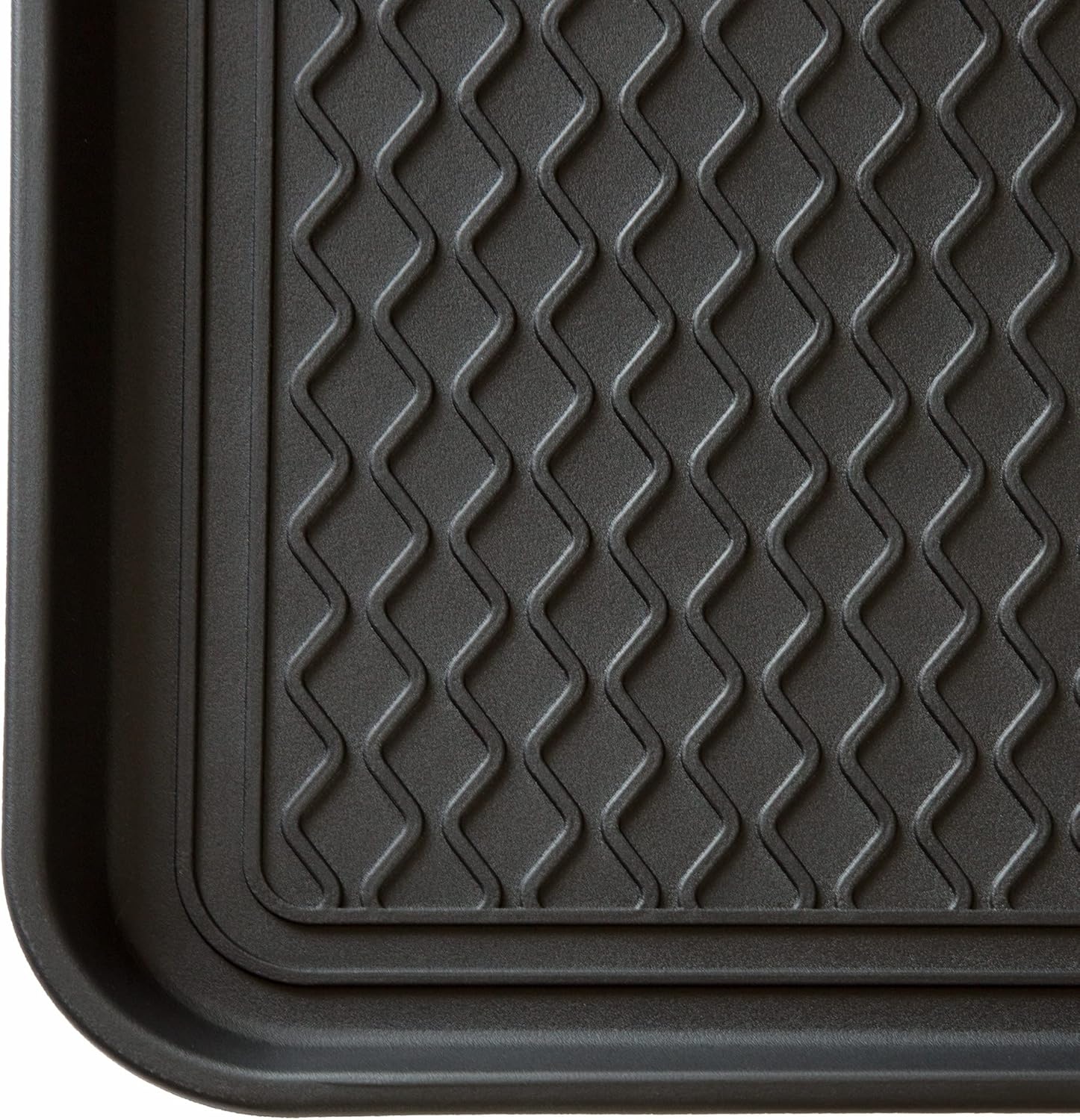 image:imageAll Weather Boot Tray Medium Water Resistant Plastic Utility Shoe Mat for Indoor and Outdoor Use in All Seasons by Stalwart Set of Two Dark GreyBlack