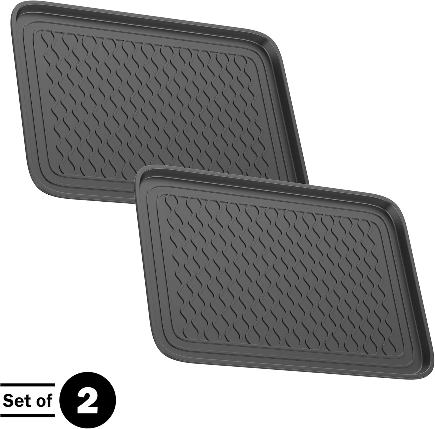image:imageAll Weather Boot Tray Medium Water Resistant Plastic Utility Shoe Mat for Indoor and Outdoor Use in All Seasons by Stalwart Set of Two Dark GreyDark Grey