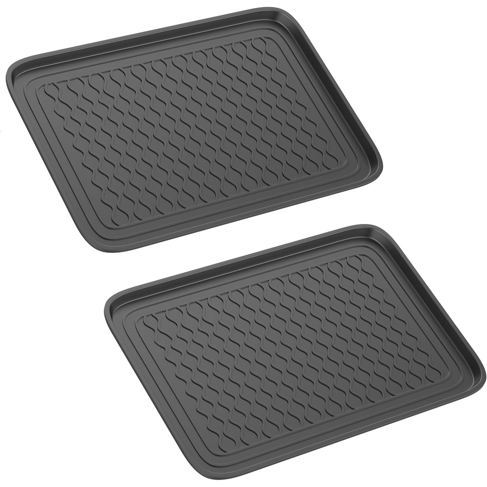 image:imageAll Weather Boot Tray Medium Water Resistant Plastic Utility Shoe Mat for Indoor and Outdoor Use in All Seasons by Stalwart Set of Two Dark GreyDark Grey